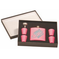 Matte Pink Flask Set in Black Presentation Box